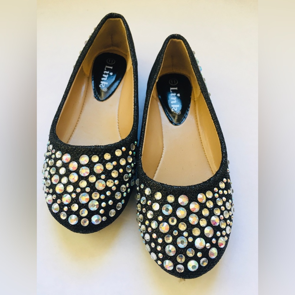 Link Girls Larisa-39K Rhinestone Ballet Ballerina Flats Shoes. Size 11